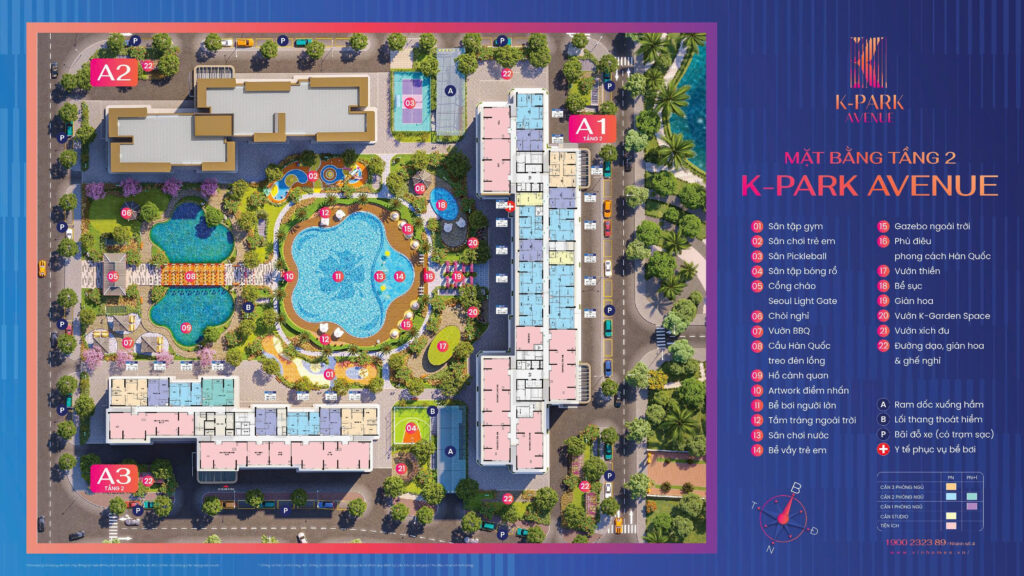 Mặt bằng tầng 2 tòa A1 và A3 phân khu K Park